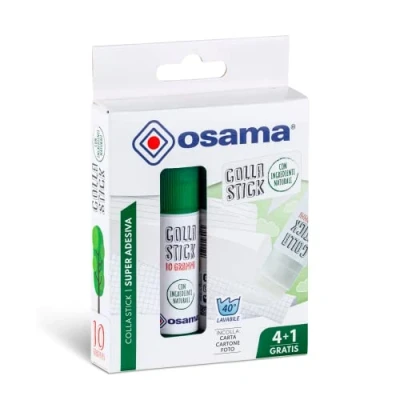 Image de Osama Colle Forte Stick Extra Adhésive, 5 Bâtons, 10 gr Set Colles Naturel sans Solvants pour Papeterie Bureau et Fourniture Scolaire Résistante Grumeaux sur Papier, Sûre Enfants