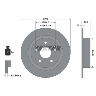 Image de TEXTAR 92204300 Disque de frein 282 9 05/09 114,3 plein sans boulon fix roue, moyeu roue HONDA: ACCORD 8, HR V II, 8 Kombi