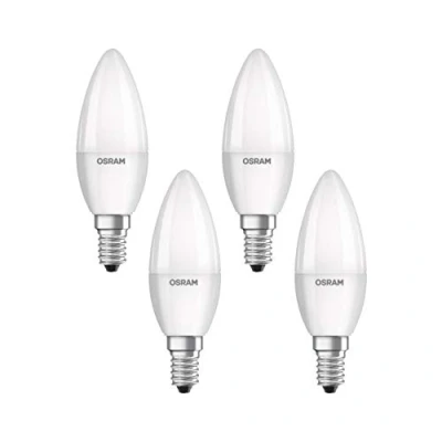 Image de Osram Lampe LED Base Classic B, en forme de bougie avec douille E14, non dimmable, remplace 40 watts, mat, Plastique, blanc froid 4000 Kelvin, pack 4