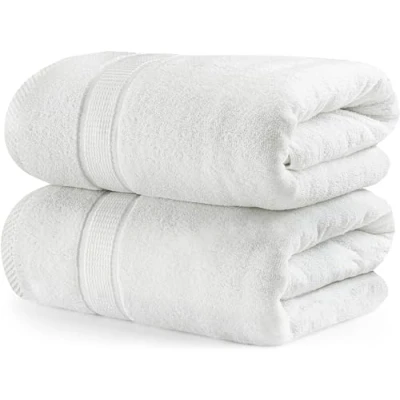 Image de Utopia Towels Lot de 2 (80 x 200 cm), Serviettes Sauna XXL, Bain, Draps Extra Larges avec Crochet très Absorbant, 100% Coton (Blanc)