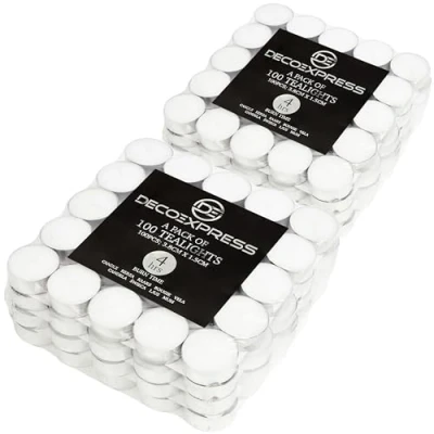 Image de Bougie Chauffe Plat Blanche Longue Durée 8h, 10h, 4h Lot de 24, 50, 100 ou 200 Bougies Blanches non Parfumées (Blanc, 8 Heures)