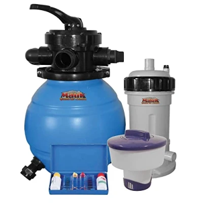 Image de Mauk® Kit de Filtre à Sable pour Piscine 90 W 4000 l/h avec Distributeur Chlore et testeur d&#039;eau mesurer la Valeur du pH, ou Brome
