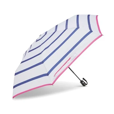Image de Samsonite Parapluie compact à ouverture/fermeture automatique, Rayures blanches, bleues, roses, ONESIZE