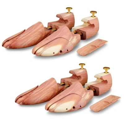 Image de Langer &amp; Messmer 2 paires embauchoirs en bois de cèdre (pour hommes et femmes), chausse pied compris, pointures double taille 34 à 50, l&#039;original (38/39)