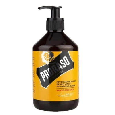 Image de Proraso Shampoing barbe Bois &amp; Épice, 500ml, pour parfumé qui adoucit, soigne et élimine en douceur les impuretés, Fabriqué Italie