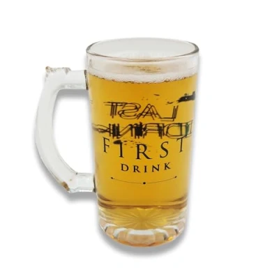 Image de Mad Monkey Verre à bière amusant avec inscription First Drink Last