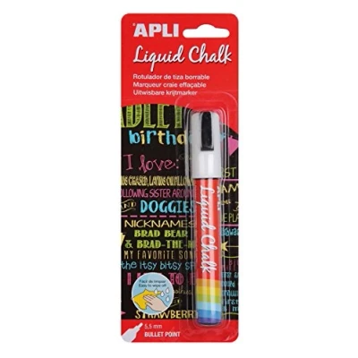 Image de Apli 13954 Marqueur craie liquide effaçable blanc pointe ronde 5,5 mm