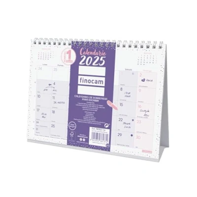Image de Finocam Calendrier Chic de bureau pour écrire 2025 mois vue janvier décembre (12 mois) violet espagnol