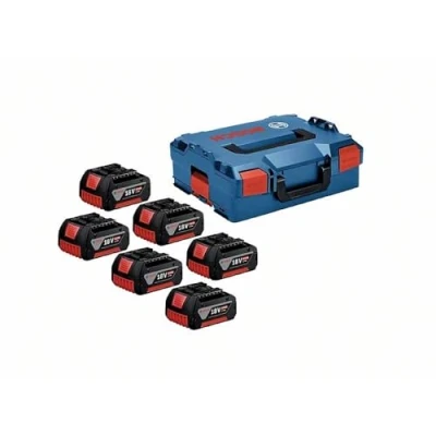 Image de Bosch Professional Set batteries du 18V System : 6 GBA 4.0 Ah (avec un calage L BOXX pleine largeur pour starter sets, dans 136) 1600A02A2S