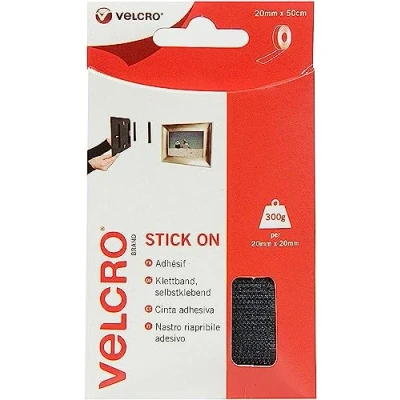 Image de Bande auto adhésive Stick On noir Velcro VEL EC60225 0.5 m x 20 mm Multi usages