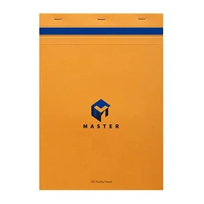 Image de Calligraphe 10714C Un Bloc Master Agrafé en Tête Orange (une Marque de Clairefontaine) A4+ 21x31,8 cm 100 Feuilles Petits Carreaux Papier 70 g Couverture Carte Enduite