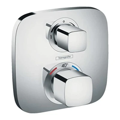 Image de hansgrohe Ecostat E Set de finition pour mitigeur thermostatique encastré avec robinet d&#039;arrêt et inverseur, chromé, 15708000