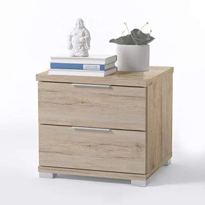 Image de Stella Trading Table De Chevet Universelle, Aspect Chêne Clair San Remo, Nuit Moderne avec 2 Tiroirs pour Votre Lit, 46 x 43 42 cm (L/H/P)