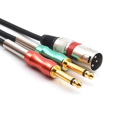 Image de SiYear câble répartiteur en Y avec prise mâle stéréo XLR 3 broches et double mono TS 6,35 mm environ, convertisseur audio pour microphone (1 mètre environ)
