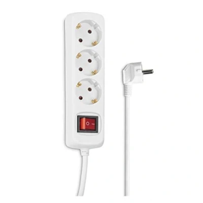 Image de Hama Multiprise 3 prises 16A avec Interrupteur (Rallonge multiprises 3m, Bloc Type F Schuko, Idéal Bureau PC luminaires, Atelier, Meuble TV, Garage )Blanc