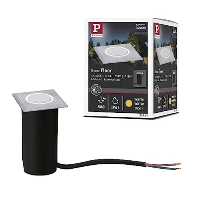 Image de Paulmann 94364 luminaire LED encastré Sol IP65 carré INCL. 1x2W brossé Lampe extérieur Acier Inoxydable, Plastique 3000K, 2 W