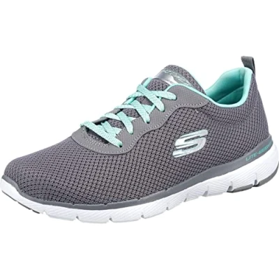 Image de Skechers Femme Flex Appeal 3.0 First Insight Baskets, Gris (Gray Mesh/Mint Trim Gymn), 37 EU