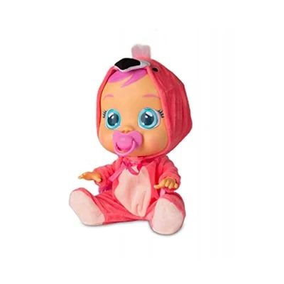 Image de CRY BABIES Fancy le flamant Rose Poupée interactive qui pleure de vraies Larmes avec tétine et pyjama Poupon idéal pour enfants +18 Mois
