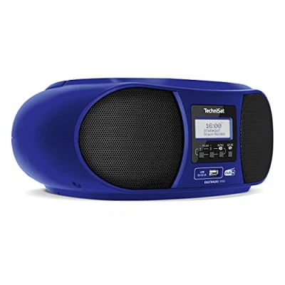 Image de TechniSat DIGITRADIO 1990 stéréo Boombox avec Radio Dab + / FM et Lecteur CD (Streaming Audio Bluetooth, Connexion Casque, USB, entrée AUX, Fonction de Charge, Horloge, 2 x 1,5 W) Bleu