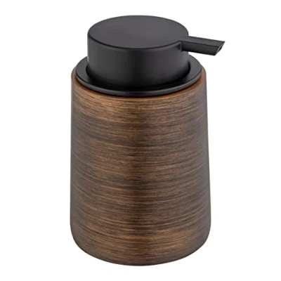 Image de WENKO Distributeur de Savon Palena, à Pompe Rechargeable, polyrésine Haute qualité et Large tête Pompe, jusqu&#039;à 250 ML ou Liquide Vaisselle, 10 x 14 8,5 cm, Bronze