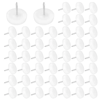 Image de XAVSWRDE 50 PCS Patins à Clouer en Résine ABS 19mm Robuste Protege Pied de Chaise Durable Forme Ronde Patin Glisseur Anti Vibration pour Tableau Bureau Salon Chambre Etude Blanc