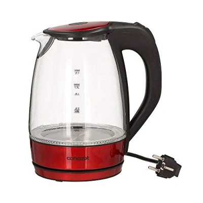 Image de CONCEPT électroménager RK4030re BOUILLOIRE VERRE ET INOX, 1,7 LITRE, ECLAIRAGE LED, 2200 W, FILTRE ANTICALCAIRE