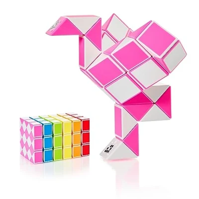 Image de CUBIDI® Magic Snake Cube Jouet de Poche pour Les Enfants 4 à 8 Ans Cadeau Anniversaire invites élèves 36 Blocs 2,3 mm x 1,8 Rose