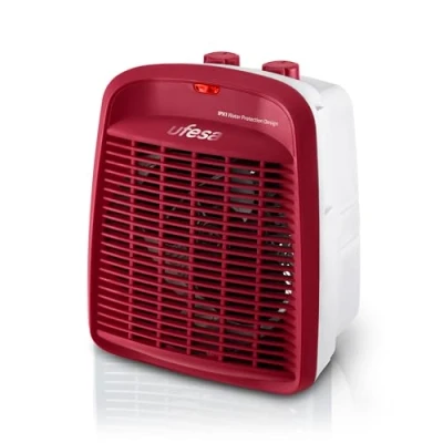 Image de Ufesa Persei Chauffage Soufflant Compact, 3 Réglages de chaleur, 2000W, 2 Niveaux Puissance, Fonction Ventilation, Thermostat réglabe, Rouge