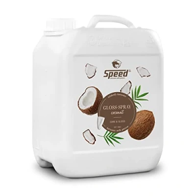 Image de Speed Gloss Spray à la noix de coco pour queue et crinière avec parfum exotique coco, ultra facile peigner, effet nacré, minimise casse des cheveux (2,5 l)