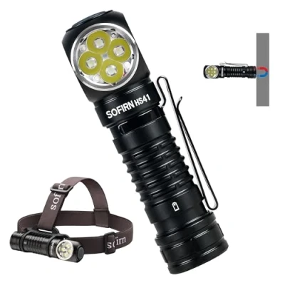 Image de weneasker Sofirn HS41 lampe frontale, 4000 lumens, portée d&#039;éclairage 325 m, de poche LED rechargeable USB C, 9 modes, avec batterie, pour la course, le jogging, pêche, camping