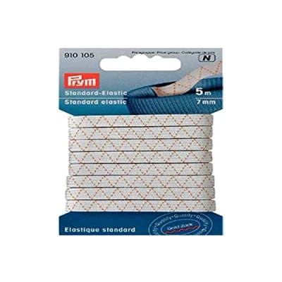 Image de Prym Élastique Standard, 5 Mètres Longueur x 7 mm D&#039;Épaisseur, Blanc