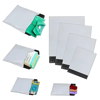 Image de huruirui 100 Pochette Envoie Colis Vinted Enveloppe Plastique Expédition Emballage Vetement Mixed(C5 A4 B4 A3) Auto adhésive Inviolables et Imperméables Sacs d&#039;expédition Blanc