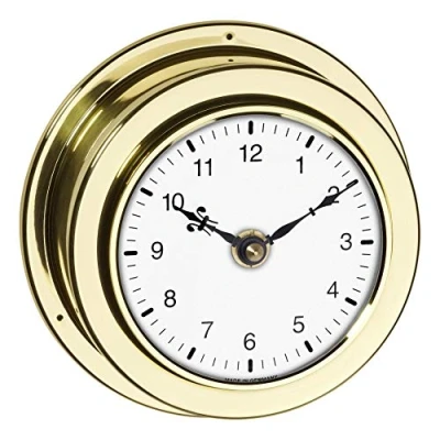 Image de TFA Dostmann Horloge Murale analogique Maritim, 98.1021, en Laiton, Design Maritime, décoration pour Murale, Voile, Bateau, Nautique, Or