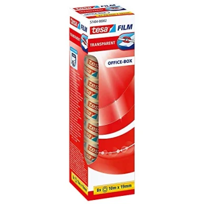 Image de Tesafilm Ruban Adhésif Transparent Résistant au Vieillissement et Déchirement Rubans avec grande adhérence, 10 m x 19 mm Pack de 8