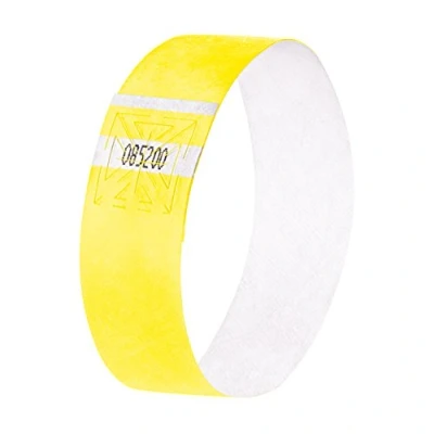 Image de SIGEL Eb218 120 Bracelets d&#039;Identification et de Contrôle Personnalisables, 25,5 X 2,5 cm, Jaune Phosphorescent