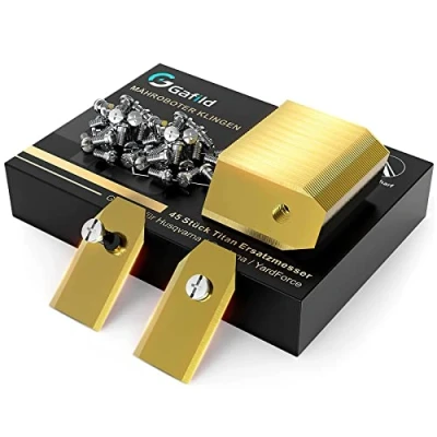 Image de Gafild Lame de Tondeuse, 45pcs Acier Inoxydable Doré Titane Recharge pour Faucheuses Robots tondeuses Jardin Automower avec Vis