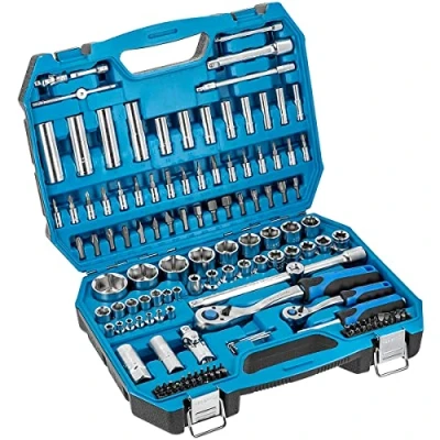 Image de Högert Technik Kit d&#039;outils I Clé à douille, embouts et accessoires 1/4&quot; 1/2&quot; Acier Cr V allié de haute qualité Résistant la déformation Forgé HT1R440 144 pièces