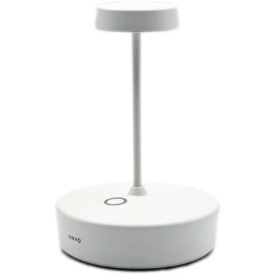 Image de Zafferano Swap Mini Lampe de Table LED sans Fil Rechargeable Tactile Dimmable d&#039;Intérieur et d&#039;Extérieur IP65 Temp. Lumière 2700K Corps en Aluminium H14,8 (Blanc)