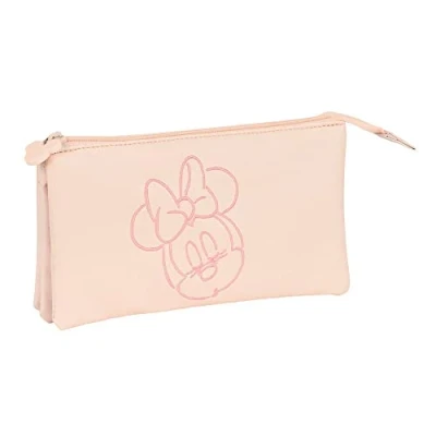 Image de Trousse à crayons SAFTA Minnie Mouse Rose 3 compartiments Zippée