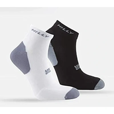 Image de Hilly Active Quarter Min (Twin Pack) Cushioning Chaussettes de Course, Blanc/Noir/Gris, L Mixte