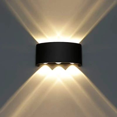 Image de HAWEE Moderne Lampe Murale LED Applique Up Down Imperméable Aluminium Lèche murs Intérieur Extérieur pour Salle de Bains Porche Chambre à Coucher Couloir Salon Escalier, 6W Blanc Chaud