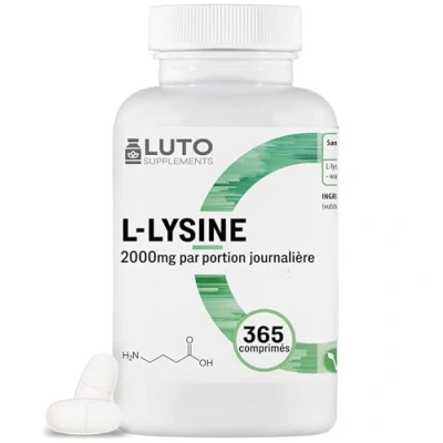 Image de L Lysine 1000 365 comprimés mg par UN comprimé De fermentation végétale Sans additifs indésirables Hautement dosé Végétalien LUTO Supplements