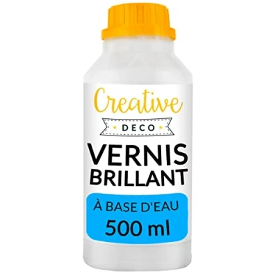 Image de Creative Deco Vernis Peinture Acrylique Brillant 500 ML Bouteille Laque Transparent et Incolore Finition Protection de Surface À Base d&#039;eau Anti Tache Utilisation Intérieure Extérieure