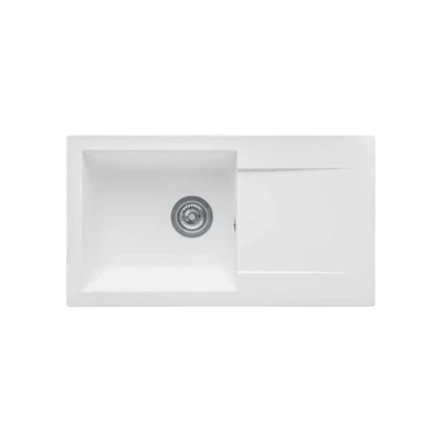 Image de STRADOUR Evier a encastrer EINNA, en SMC BLANC UNI 17, 1 bac, dim. 78 * 43,5 cm, vidage manuel