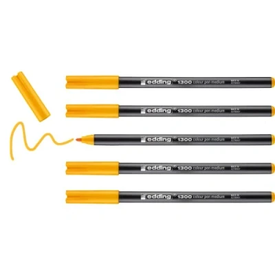 Image de edding 1300 feutre de coloriage fin pointe moyenne jaune brillant 5 stylos ronde 2 mm pour dessiner et écrire l&#039;école, les mandalas, le doodling, bullet journals