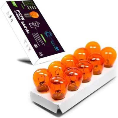 Image de LIGHTWORLD24 10 x PY21W ampoule clignotant 12V orange jaune boule BAU15s lampe auto S25 21W