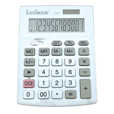 Image de Lexibook Calculatrice de Bureau 12 Chiffres, C129, Blanc