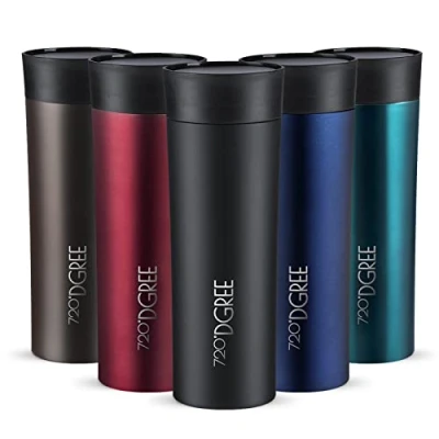 Image de 720DGREE Thermo Mug de Voyage “PleasureToGo“ 450ml Gobelet Isotherme en Acier INOX a Café, Thé Double Paroi Isolée sous Vide Ideaux pour Travel Boissons Chaudes Partout sans BPA