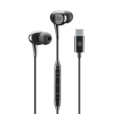 Image de Music Sound,ÉCOUTEURS Intra Auriculaires,Écouteurs Auriculaires Stéréo avec Fil et Microphone Intégré Connecteur USB C Câble Anti enchevêtrement de 1,2 m Couleur Noir AUINEARMSTYPECK