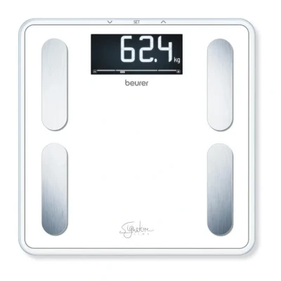 Image de Beurer Balance diagnostique BF 400 blanche Signature Line, analyse corporelle précise pour un maximum de 10 personnes, avec très grand écran LCD inversé, capacité charge jusqu&#039;à 200 kg